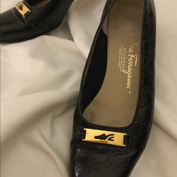 Authentic Salvatore Ferragamo Black Block Heels - Picture 2 of 2